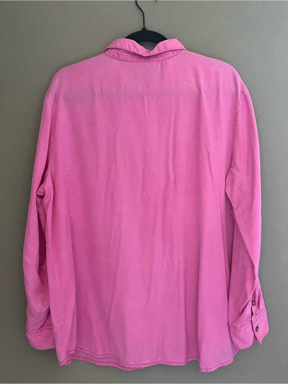 Sanctuary Button-Down Shirt Barbiecore Hot Pink Roll Tab Sleeves Chest Pockets - Picture 8 of 13